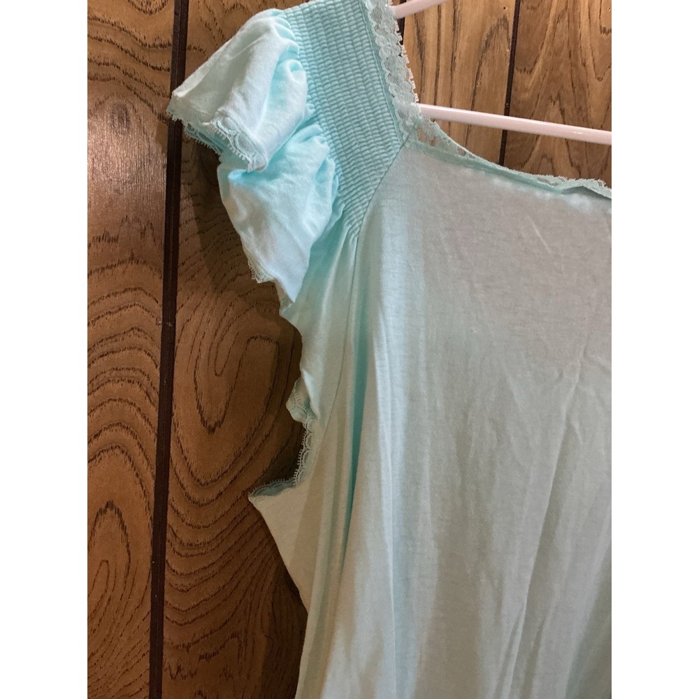 Vintage Vanity Fair Blue Pink Lace Trim Nightgown Size XL Made in USA 70s - Picture 10 of 11